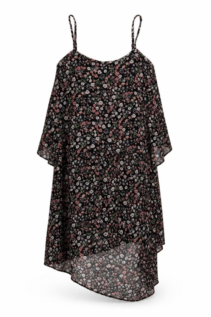 George Womens Black Floral Polyester Slip Dress  Size 10  Square Neck