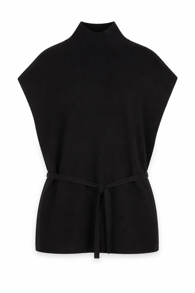 Front view of Coast women’s black round neck acrylic jumper, size S