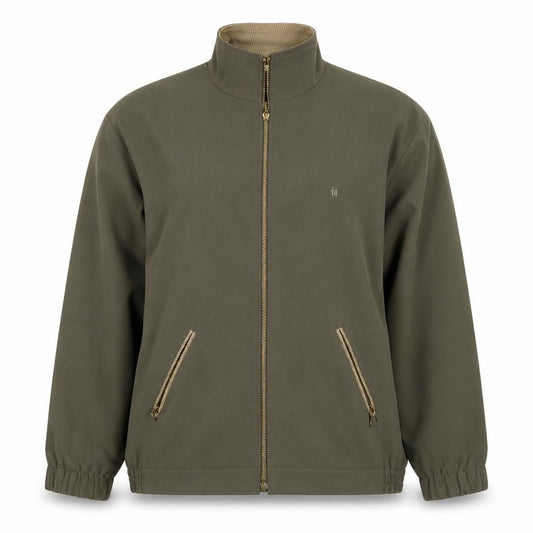 Front view of Valerie Herman women’s green jacket, size L, zip