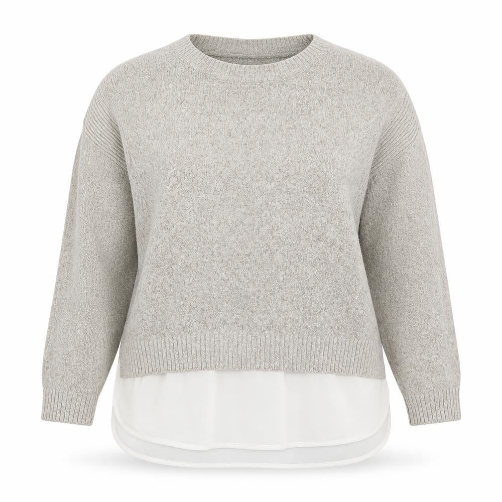 Front view of Wallis women’s grey round neck acrylic jumper, size M