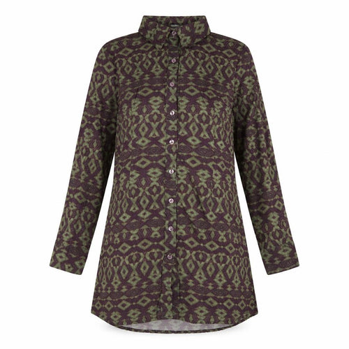 Ginger Soul Womens Purple Argyle/Diamond Viscose Shirt Dress  Size S  Collared Button