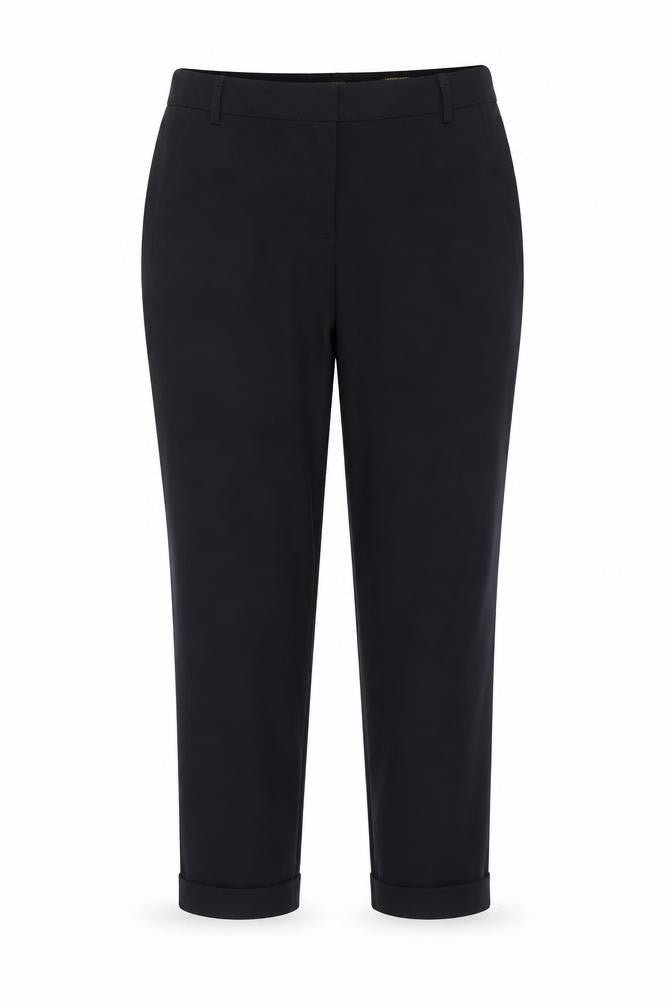 Front view of Zara women’s blue polyester trousers, size UK 8, 28-inch leg regular