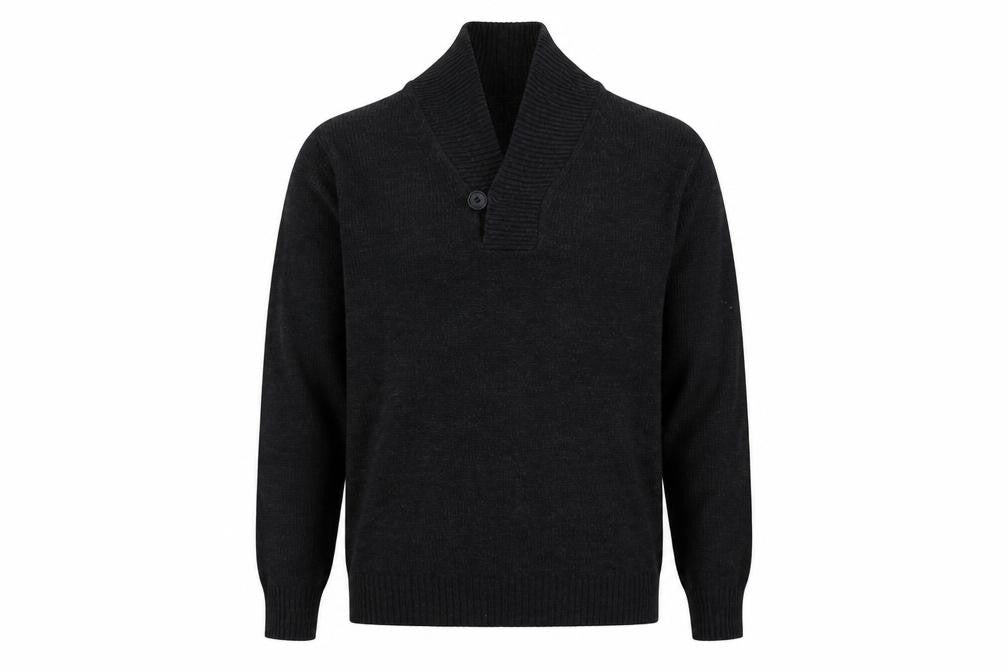 Front view of Cedarwood State men’s black acrylic pullover sweatshirt, size S