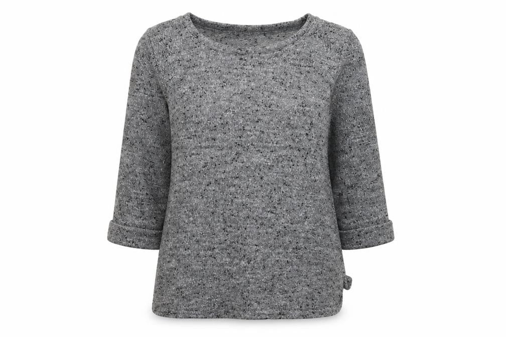 Front view of New Look women’s grey geometric polyester pullover sweatshirt, size UK 12, pullover