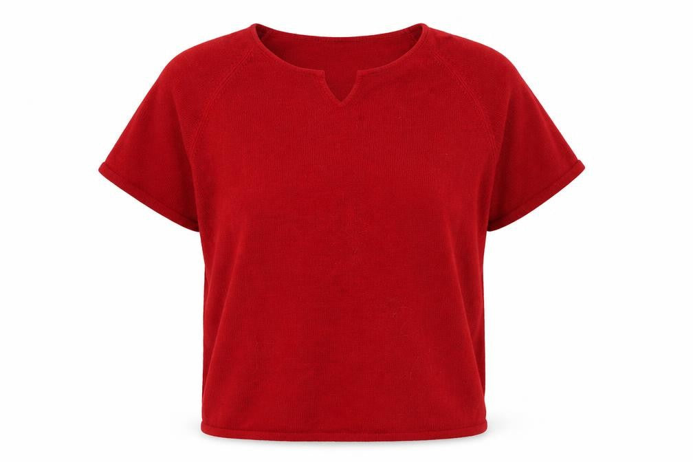 Front view of Bonmarché women’s red acrylic pullover sweatshirt, size L, pullover