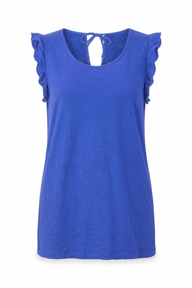 Front view of Mama Licous women’s blue cotton basic blouse, size M, round neck