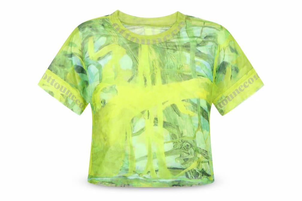 Front view of Do My Self women’s green polyester basic blouse, size L, round neck