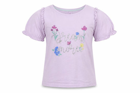 Front view of Matalan girls’ purple cotton top pyjama top, size 13, years