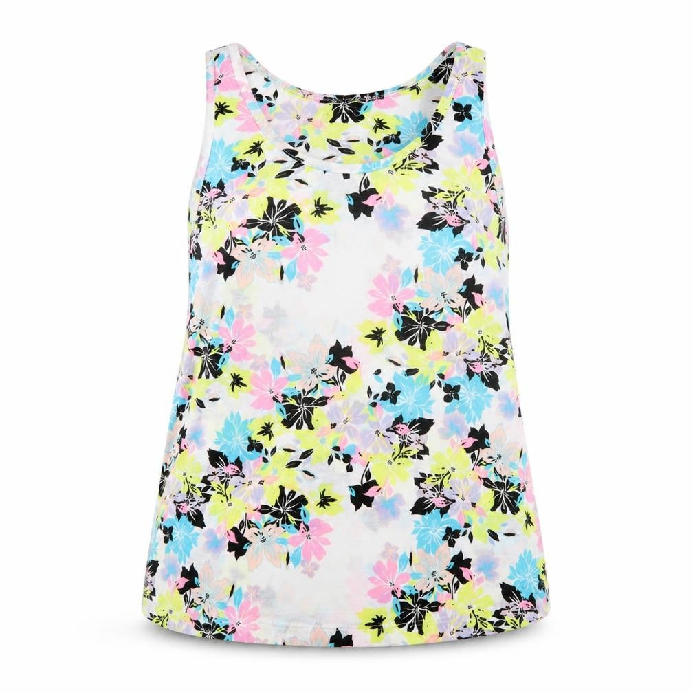 Front view of Atmosphere women’s multicoloured floral basic tank, size UK 10, round neck