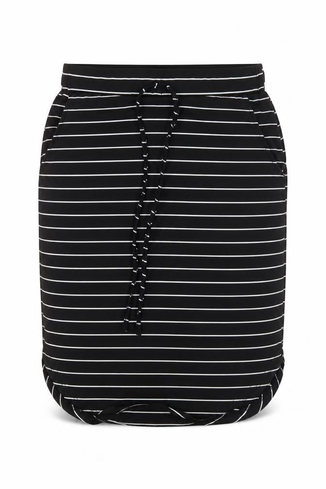 Front view of SHEIN women’s multicoloured striped polyester straight & pencil skirt, size S