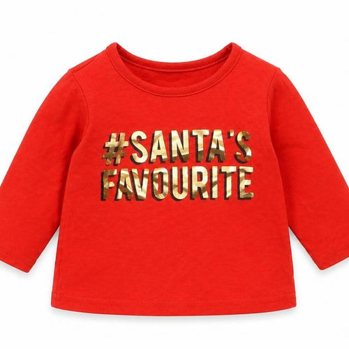 George Boys Red  Cotton Basic T-Shirt Size 3-6 Months Round Neck  - Christmas