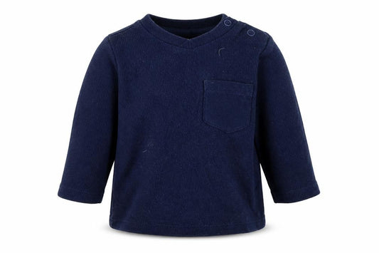 Front view of F&F boys’ blue cotton basic t-shirt size newborn round neck