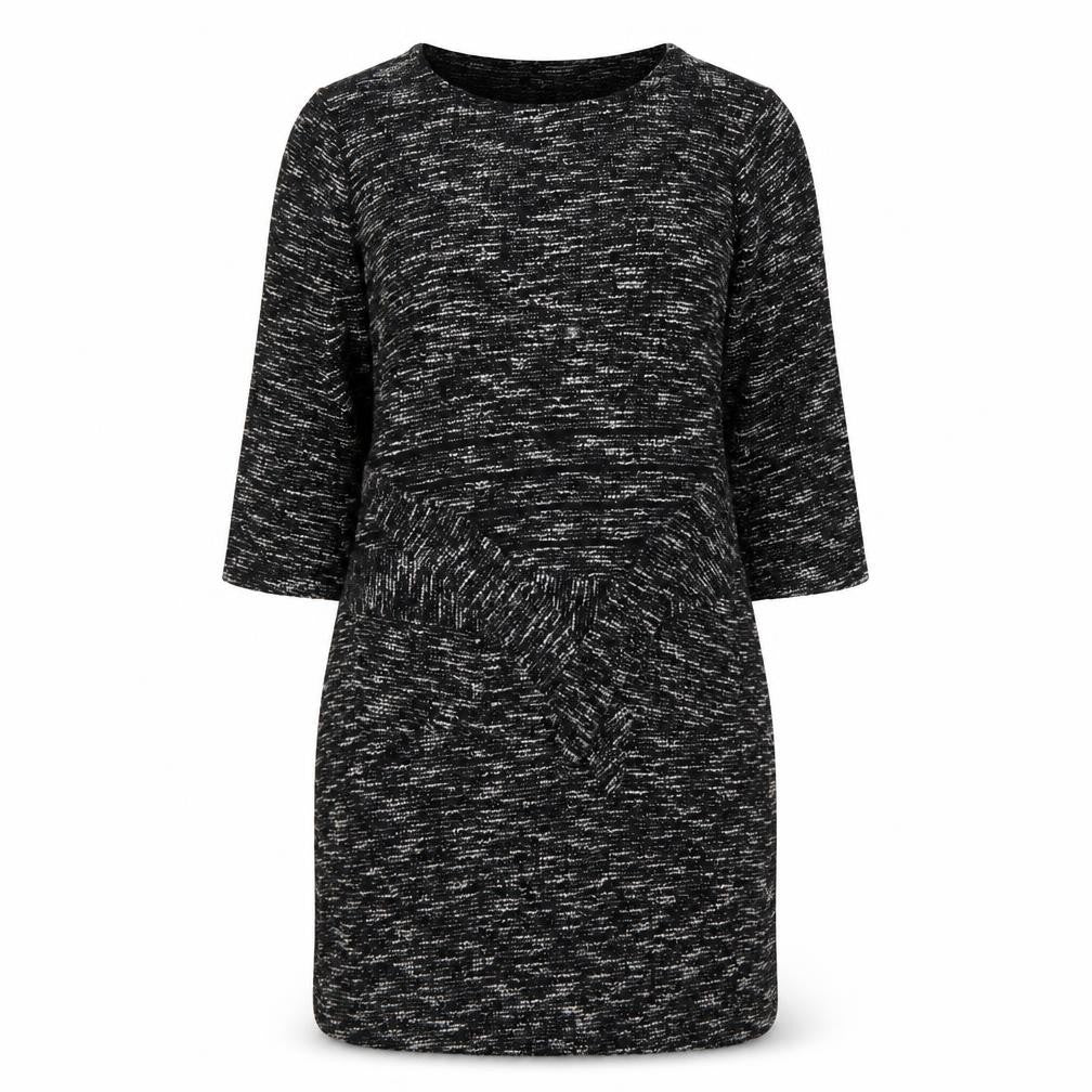 Front view of Pep&Co women’s grey polyester jumper dress, size UK 10, round neck