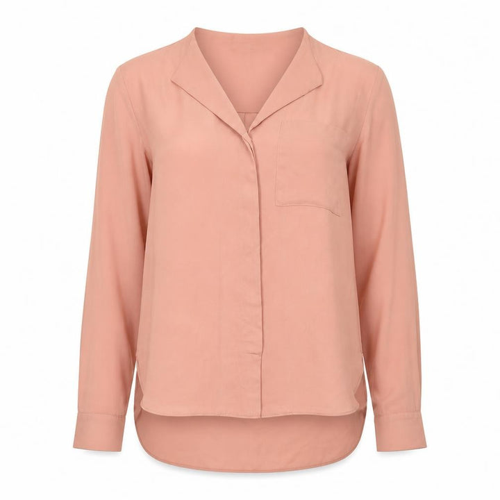 Mango Womens Pink Polyester Basic Blouse Size S Round Neck