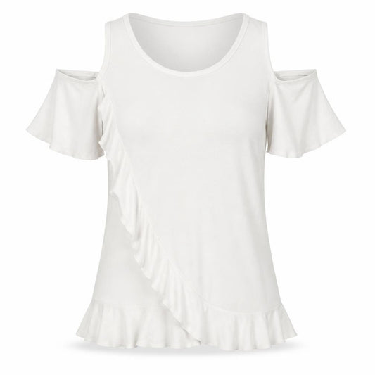 Front view of Next women’s white polyester basic t-shirt, size UK 12, round neck