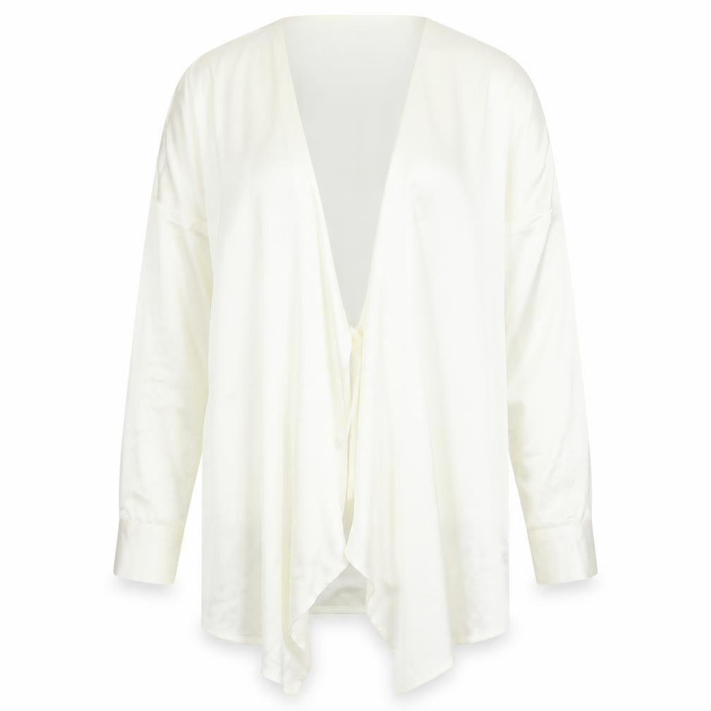 Front view of Missguided women’s yellow polyester basic blouse, size UK 10, v-neck