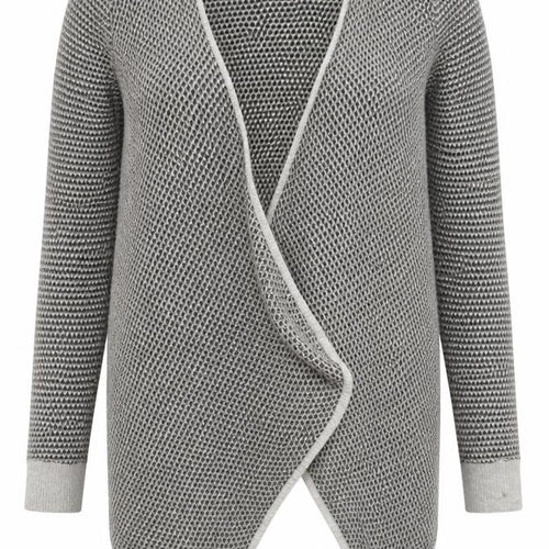 M&Co Womens Grey V-Neck Geometric Viscose Cardigan Jumper Size 14