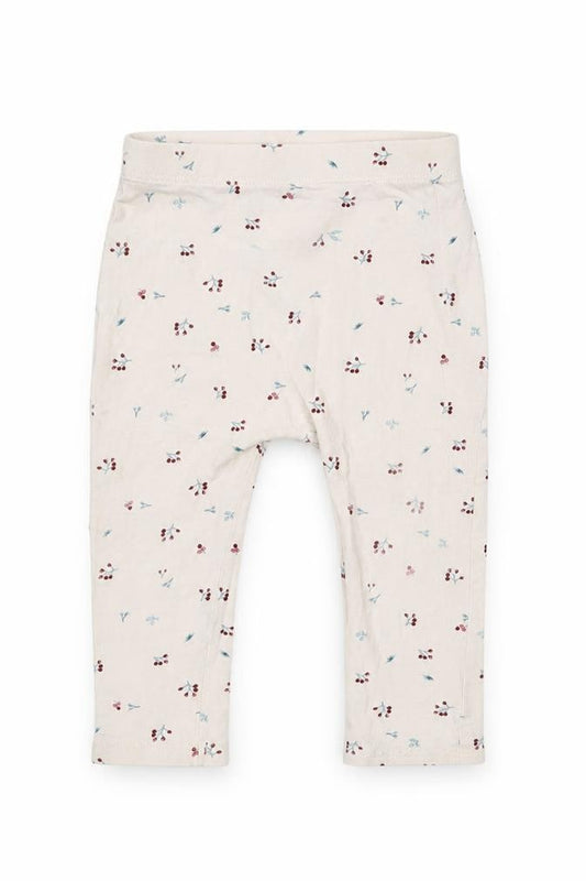 Front view of George girls’ ivory geometric cotton pedal pusher leggings, size 6-9, months pullover - berries