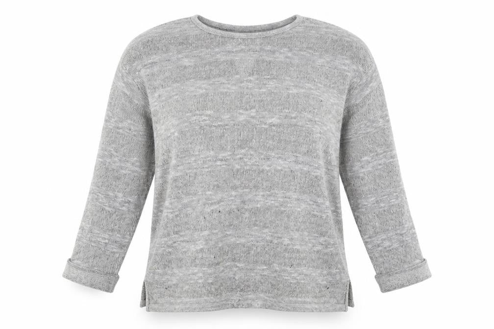 Front view of Papaya women’s grey crew neck viscose jumper, size M