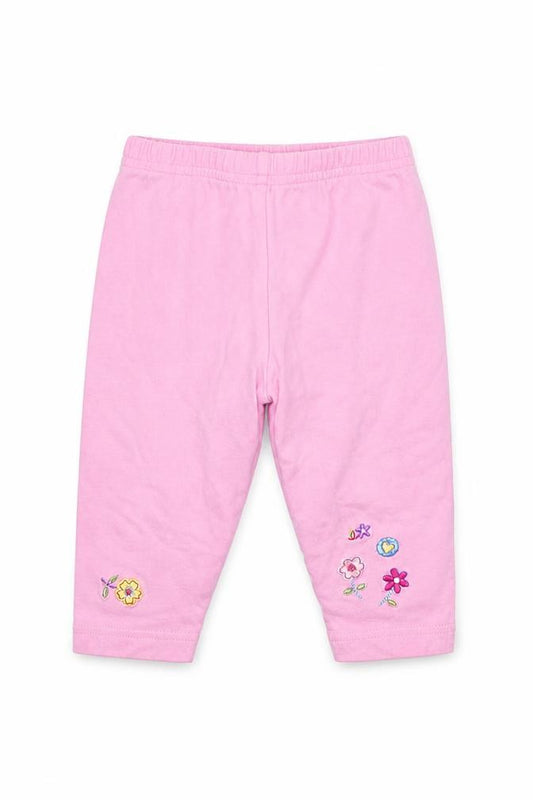 Front view of F&F girls’ pink floral cotton pyjama pants, size 3-6, months