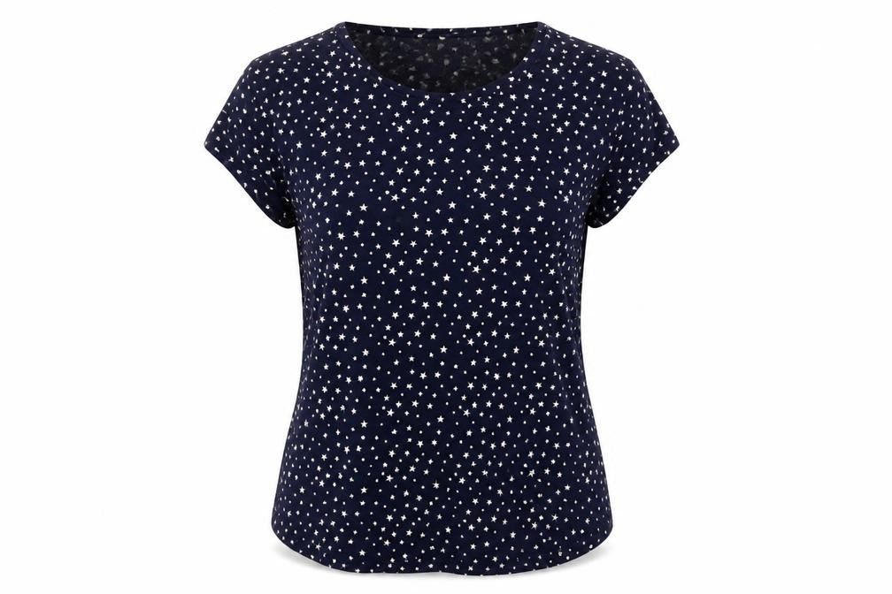 Front view of H&M women’s multicoloured polka dot cotton top pyjama top, size S