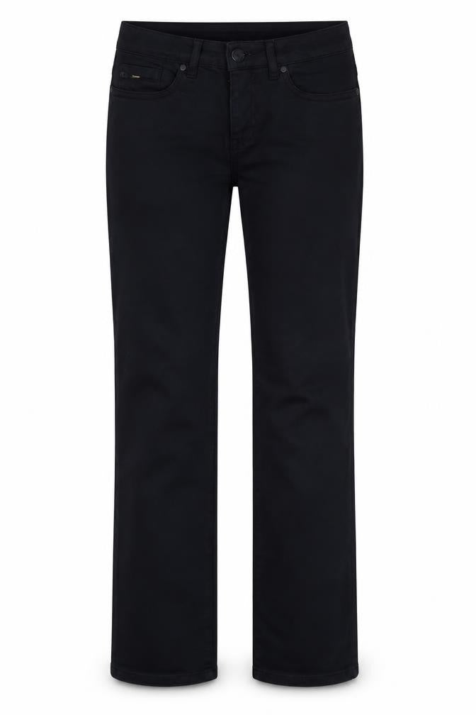 Front view of Sud Express women’s blue cotton straight jeans, size UK 8, 32-inch leg regular button