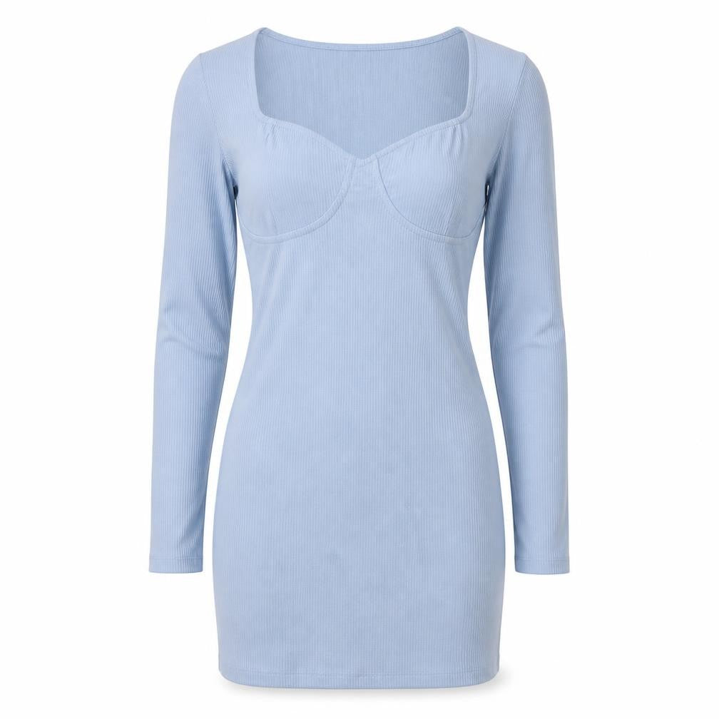 brave sould Womens Blue  Cotton Bodycon  Size L  V-Neck Pullover