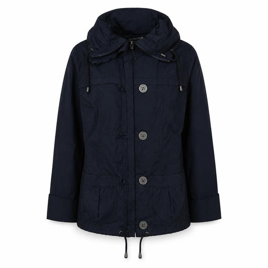 Front view of Debenhams women’s blue jacket, size UK 12, zip