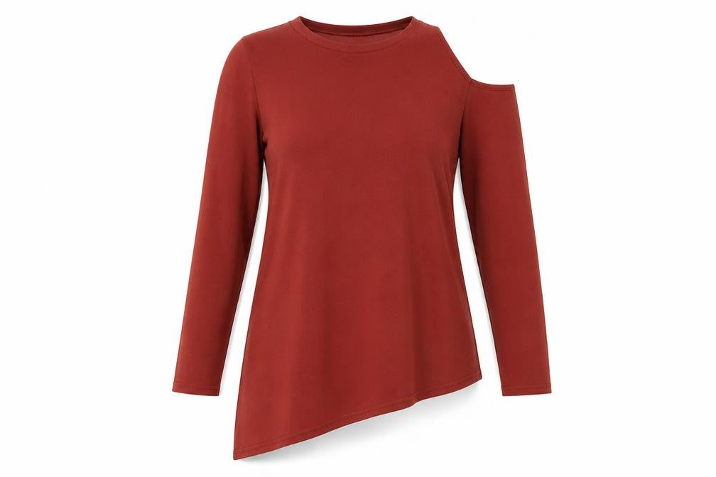 Front view of River Island women’s pink polyester pullover sweatshirt, size UK 12, pullover - one cold shoulder