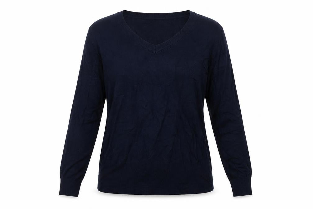 Front view of Marks & Spencer women’s blue viscose pullover sweatshirt, size UK 14, pullover