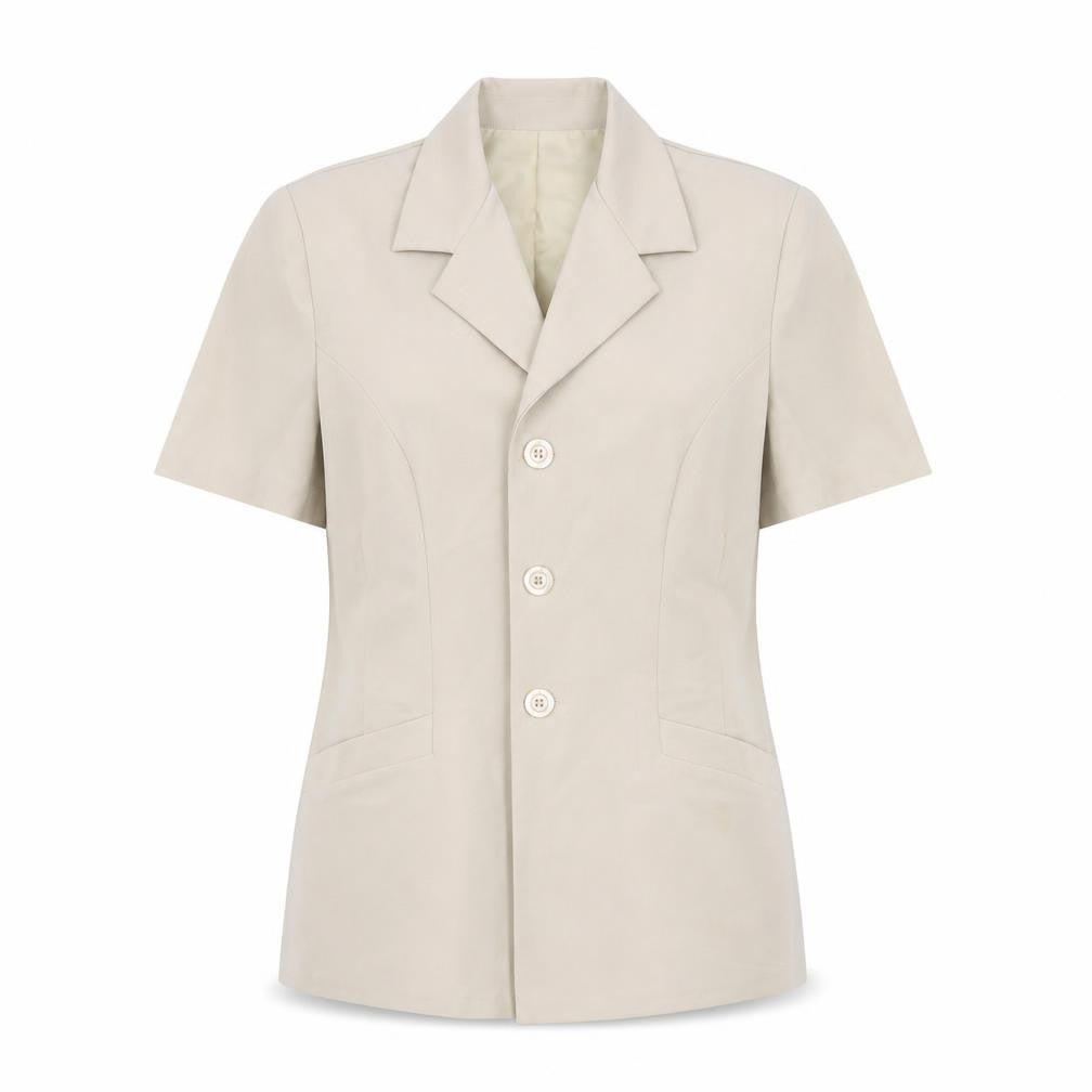 Front view of Select women’s beige polyester jacket suit jacket, size UK 14