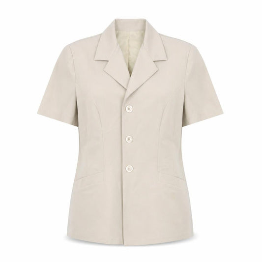 Front view of Select women’s beige polyester jacket suit jacket, size UK 14