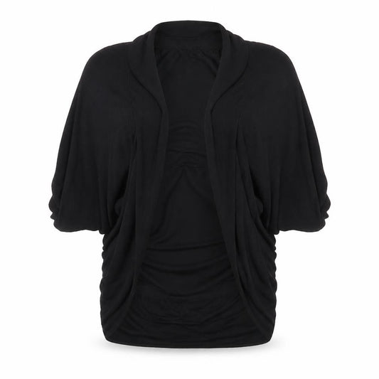 Front view of Crafted women’s black v-neck viscose cardigan jumper, size UK 14