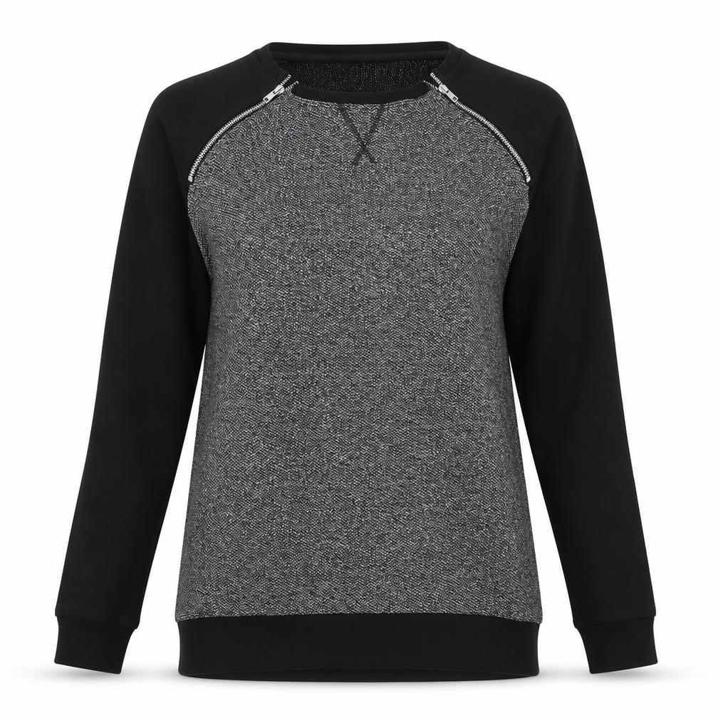 Front view of New Look women’s multicoloured round neck polyester jumper, size UK 10