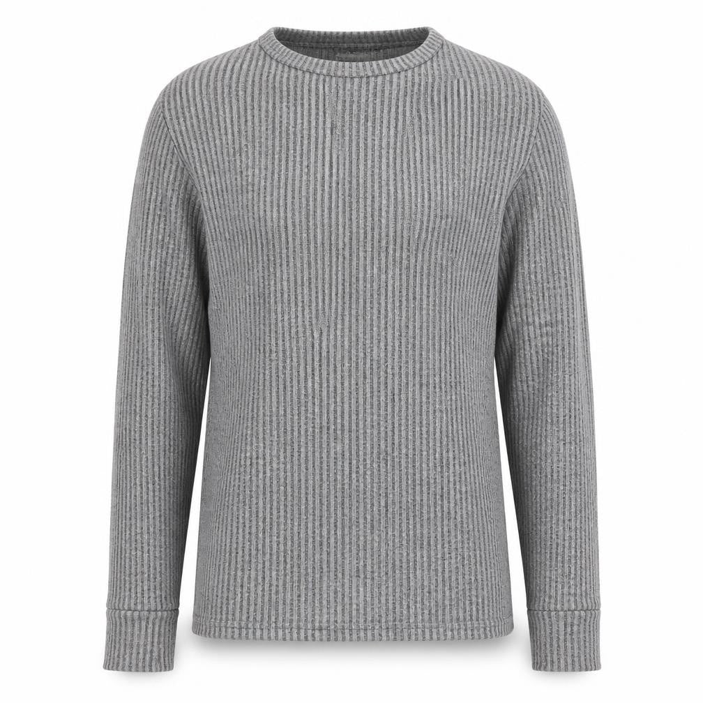 Front view of Topman men’s grey round neck viscose jumper, size XL