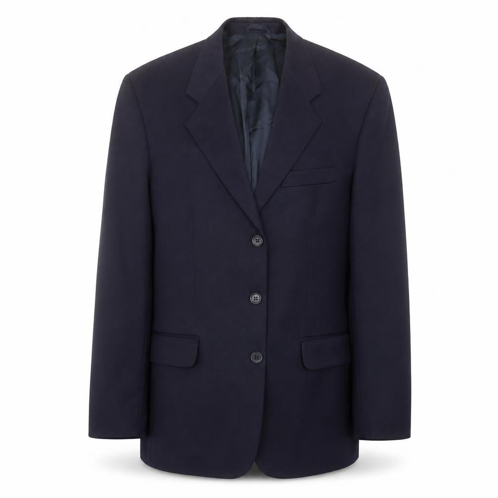 Front view of BURTONS men’s blue polyester jacket suit jacket, size 38