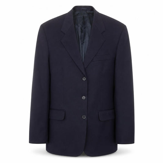Front view of BURTONS men’s blue polyester jacket suit jacket, size 38