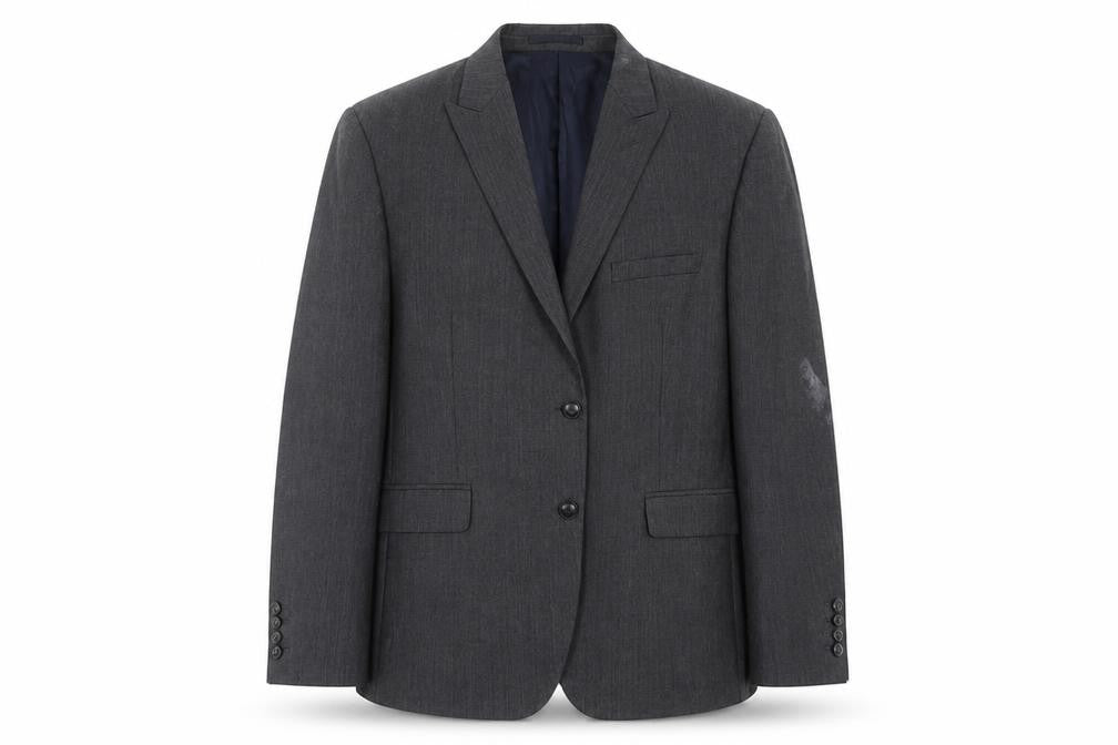 Front view of Marks & Spencer men’s grey herringbone wool jacket suit jacket, size 44