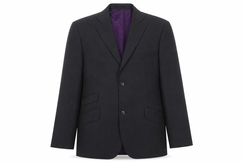 Front view of taylor & hodge men’s grey wool jacket suit jacket, size 42