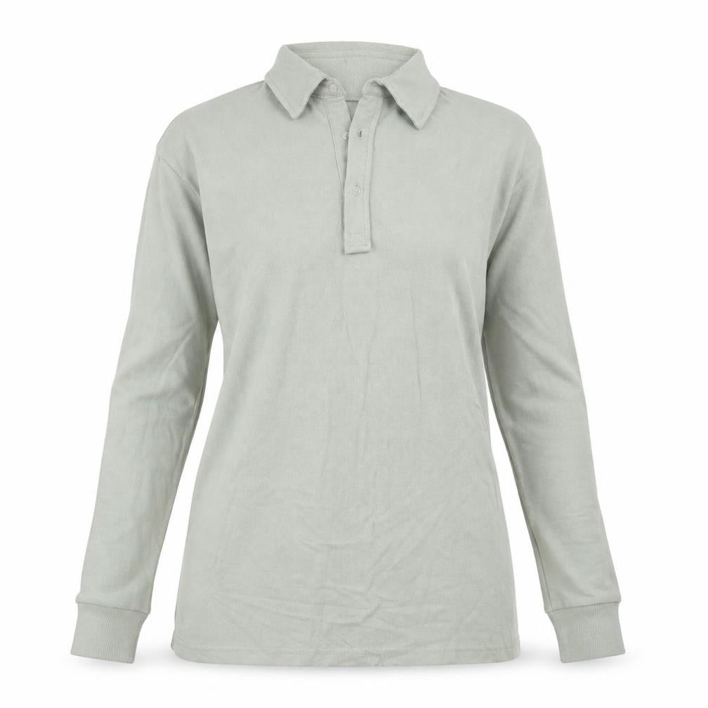 Front view of Threadbare women’s green cotton basic polo, size UK 8, collared