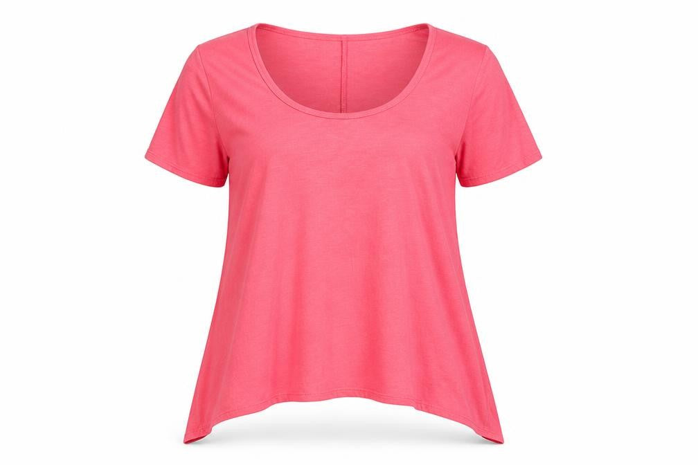 Front view of Dorothy Perkins women’s pink polyester basic t-shirt, size UK 10, round neck
