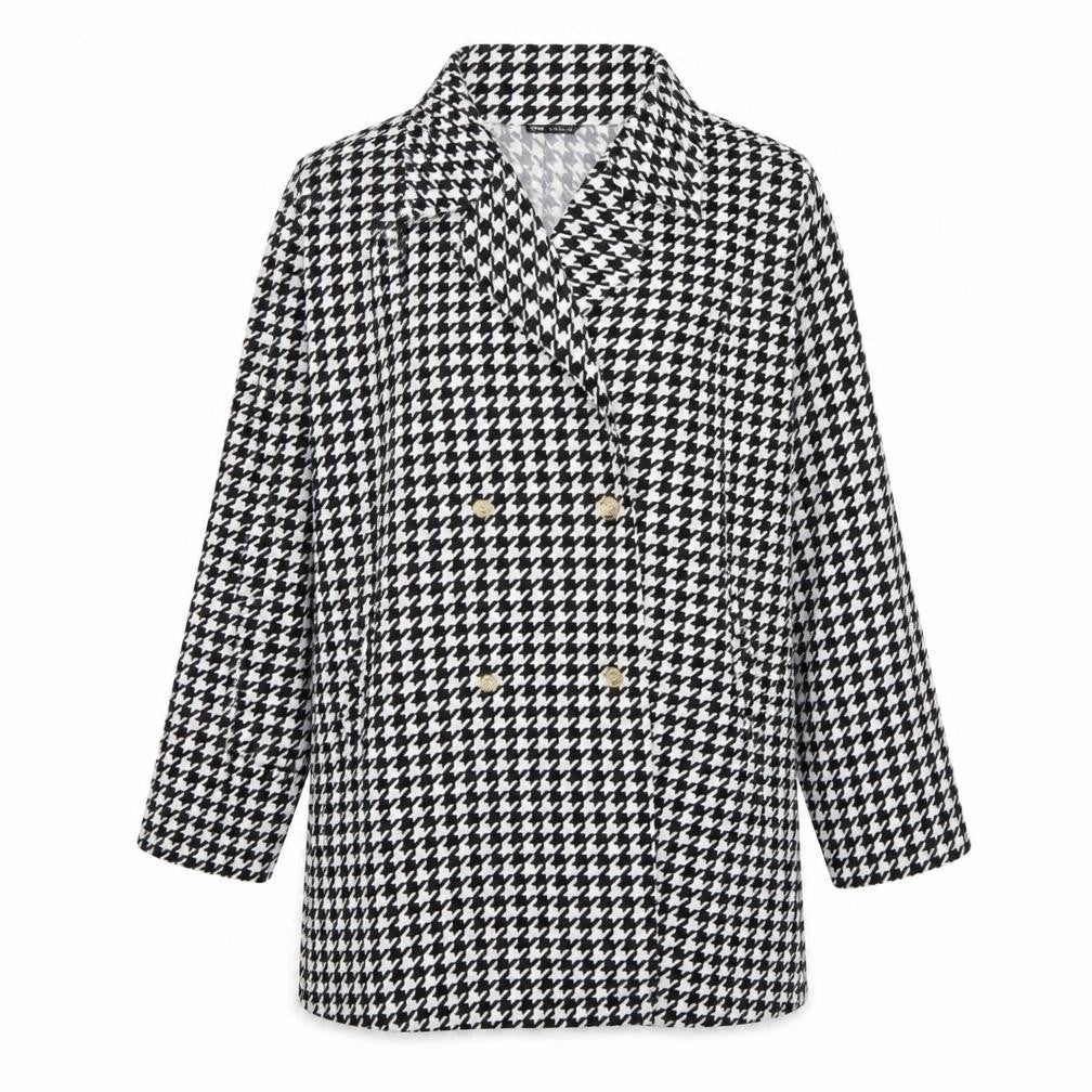 Front view of SHEIN women’s multicoloured houndstooth jacket, size XL