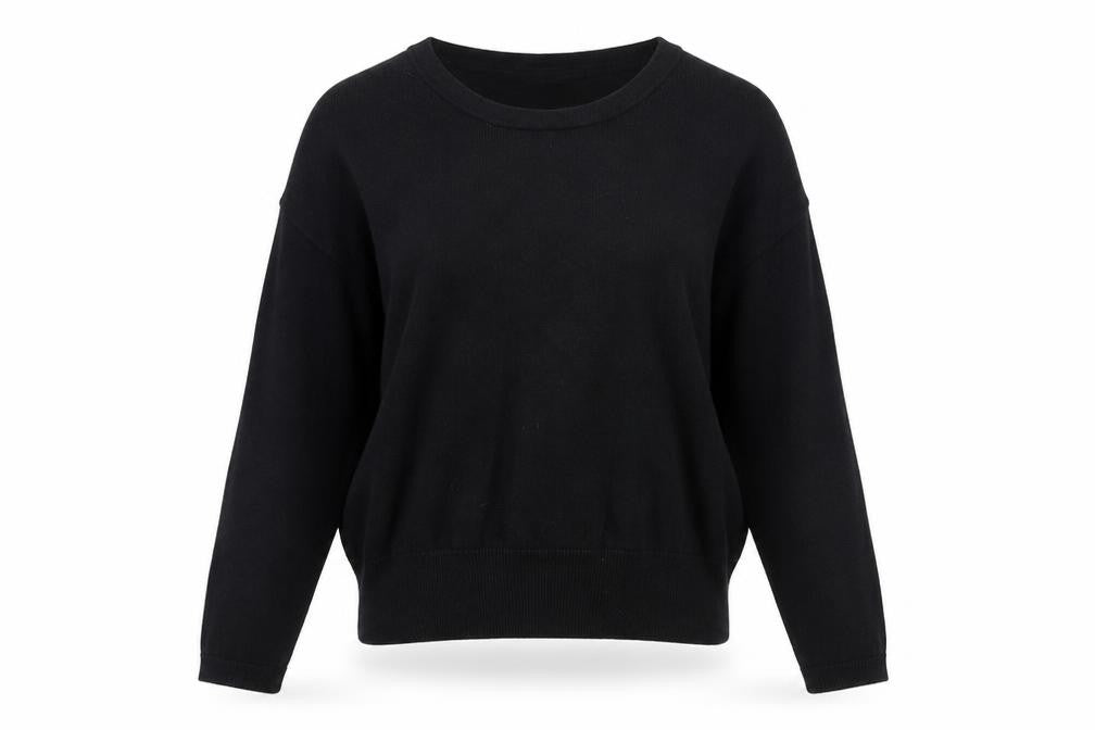 Front view of Avenue women’s black round neck cotton jumper, size S