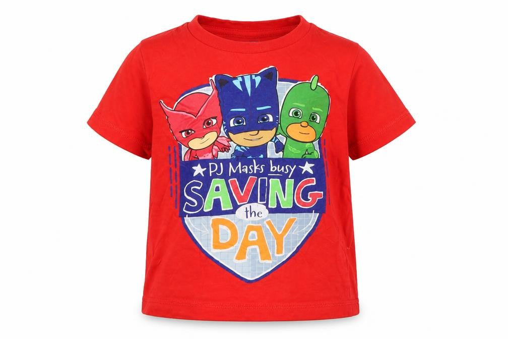 George Boys Red  Cotton Basic T-Shirt Size 18-24 Months Round Neck  - PJ Masks