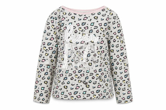 Front view of Pep&Co girls’ multicoloured animal print cotton top pyjama top, size 4-5, years