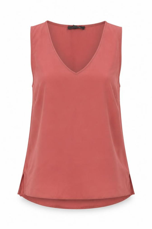 Front view of Primark women’s pink polyester basic blouse, size UK 8, v-neck