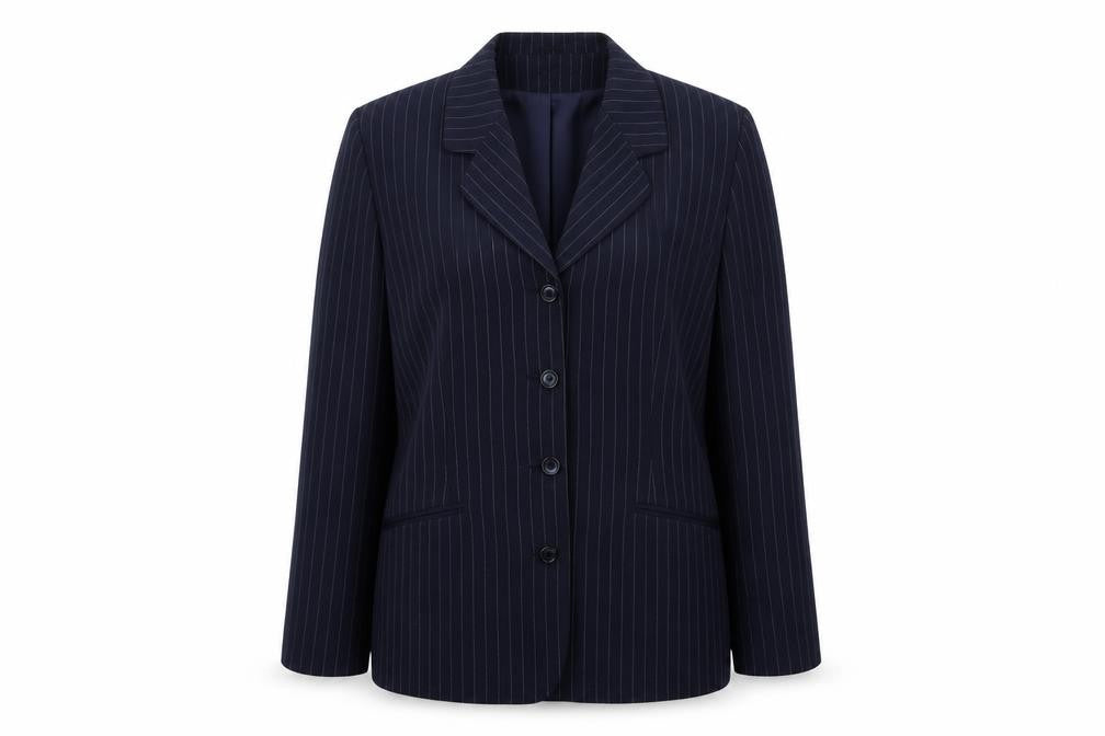 Front view of Mackays Blue Striped Jacket Blazer, size 14, Button