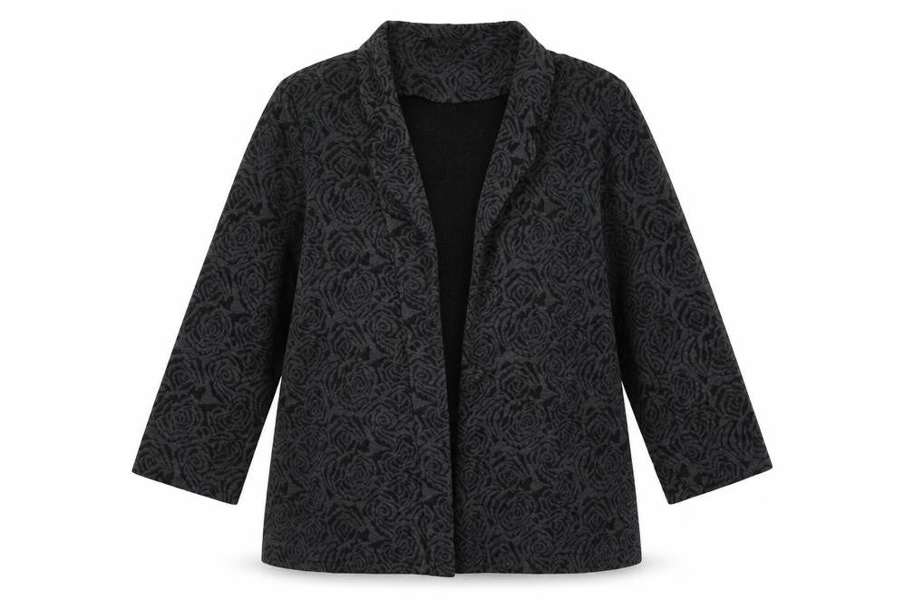 Front view of Classics women’s grey floral jacket blazer, size UK 16