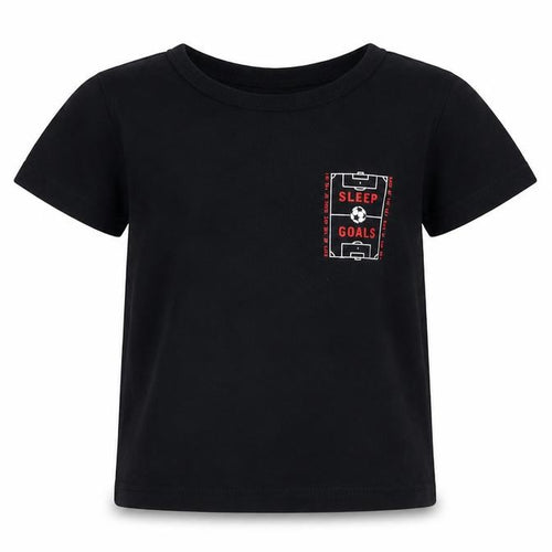 George Boys Black  Cotton Basic T-Shirt Size 3-4 Years Crew Neck  - Football