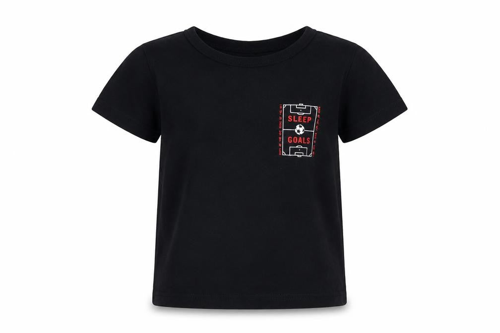 George Boys Black  Cotton Basic T-Shirt Size 3-4 Years Crew Neck  - Football